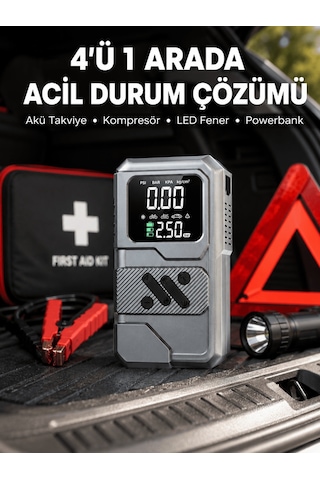 Shnstore Araçlar İçin Akü Takviye Lastik Şişirme Ve Powerbank Cihazı Shntknd0720