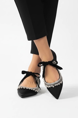 Zenneshoes Eloura Kadın Taşlı Abiye Babet siyah