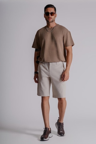 Braccas Erkek Yandan Cepli Klasik Bel Slim Fit Chino Şort Bej Bej