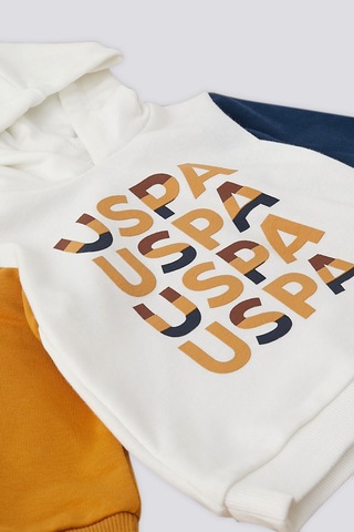 U.s. Polo Assn. Kapüşonlu Beyaz Bebek 2'li Takım Beyaz
