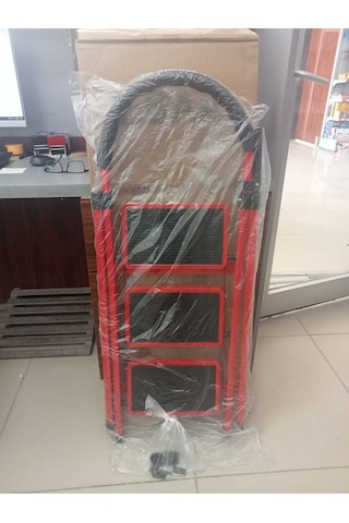 Lüx 3 Basamaklı Katlanır Ev Ve Ofis Merdiveni - Sağlam Metal Gövde, Geniş Kaymaz Mat Basamaklı Taşınabilir Portatif Merdiven