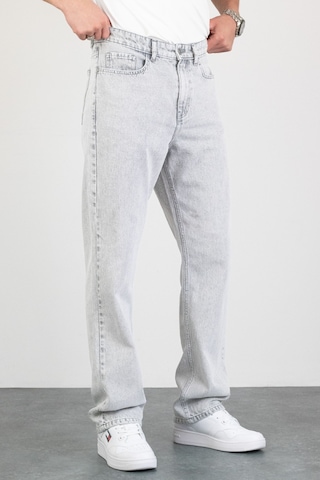HLT Jeans Erkek Açık Gri Straight Baggy Fit Likrasız Rahat Kesim %100 Pamuk Loose Jean Pantolon Oliver AÇIK GRİ