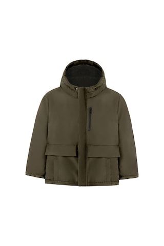 Kız Çocuk Haki İçi Kürklü Su Ve Rüzgar Geçirmez Kapüşonlu 3 Cep Kışlık Mont Haki