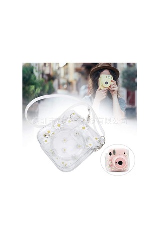 Springsun Mini 11/8/9/40 İçin Camgözlü Papatya Desenli Korumalı Kılıf + Askı Kayış - Hafif, Taşınabilir, Anıları Koru