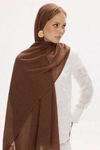 Fenza Scarf Freya Müslin Püsküllü Bürümcük Pamuklu Şal Caramel
