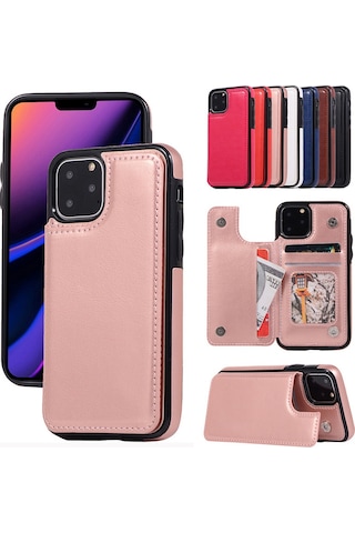 Hangfox Samsung A10/m10 İçin Rose Gold Kapak - Kartlı Tutucu Ve Ayaklı Korumalı Deri Kılıf, Kaliteli, Hafif Ve Dayanıklı