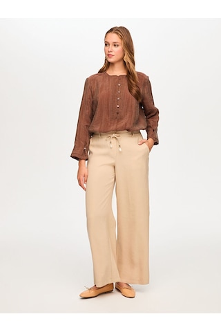 Faik Sönmez Wide Leg Fit Modallı Beli Lastikli Pantolon S26pnt029 Us26pnt02934 Bej