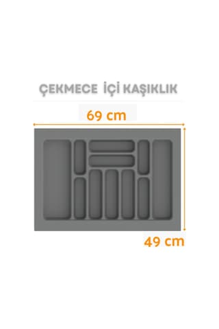Çekmece İçi Kaşıklık Ve Kepçelik Düzenleyici Gri 69x49 Cm 62x40 Cm Kadar Kesilebilir Grı