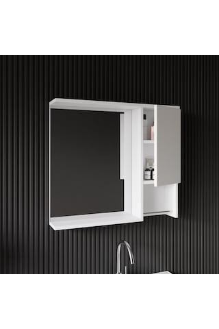 Karen Banyo Deniz Banyo Dolabı Seti, 80 Cm Beyaz, Lavabo Dahil, Lavabolu Beyaz