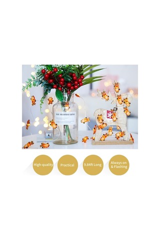 Fortunelane Noel Aydınlatma Zinciri 3m 30 Led - Sürekli Açık/parıltı, Renkli Pil İle Çalışır, Pil Dahil Değil Çok Renkli