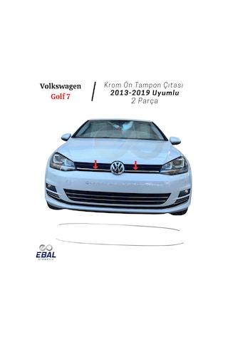 Vw Golf 7 Uyumlu Krom Ön Tampon Çıtası 2 Parça 2013-2019 P.çelik