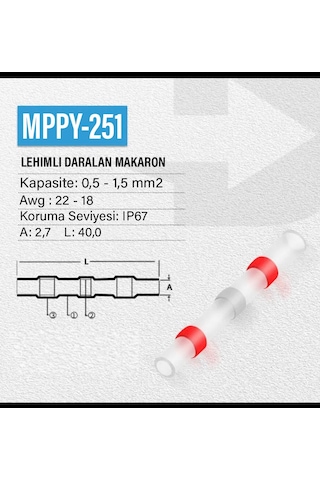 (5 Adet) Lehimli Daralan Makaron Su Geçirmez kablo birleştirici