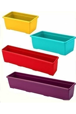 1.kalite Plastikten Üretim 75cm Dikdörtgen Renkli Plastik Balkon Saksısı Rengarenk Çiçek Saksıları Standart