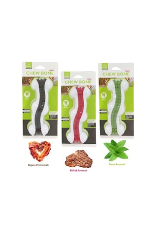 Nunbell 10 CM S Boy Aromalı Dolgulu Kemik Köpek Oyuncağı Çok Renkli