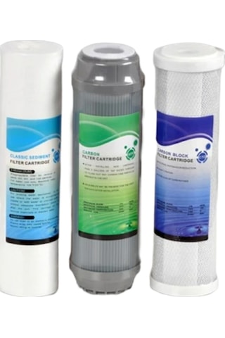 Filtre Dünyası Su Arıtma Filtresi Gac Blok 3Lü Set Çift Karbonlu Filtre Takımı