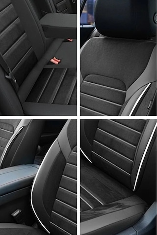 Volkswagen Caddy Kombi 1.6 Tdi 102 Pantherline 2015 Uyumlu Kumaş Alcantara Oto Koltuk Kılıfı Beyaz