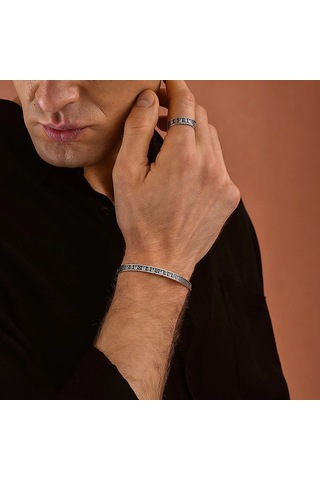 925 Ayar Gümüş Şövalye Maskesi Unisex Kelepçe Bileklik Gümüş