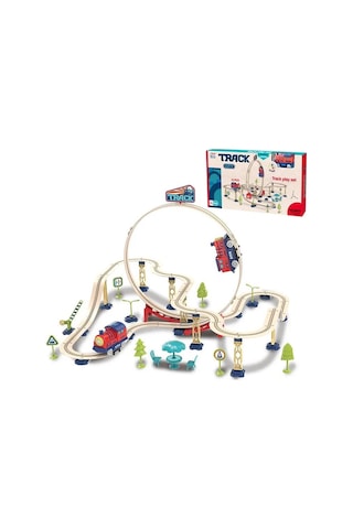 Track City Tren Seti 75 Parça Looping Raylı Oyuncak Tren, Köprü Ve Aksesuarları İle Eğitici Set, 3+ Yaş
