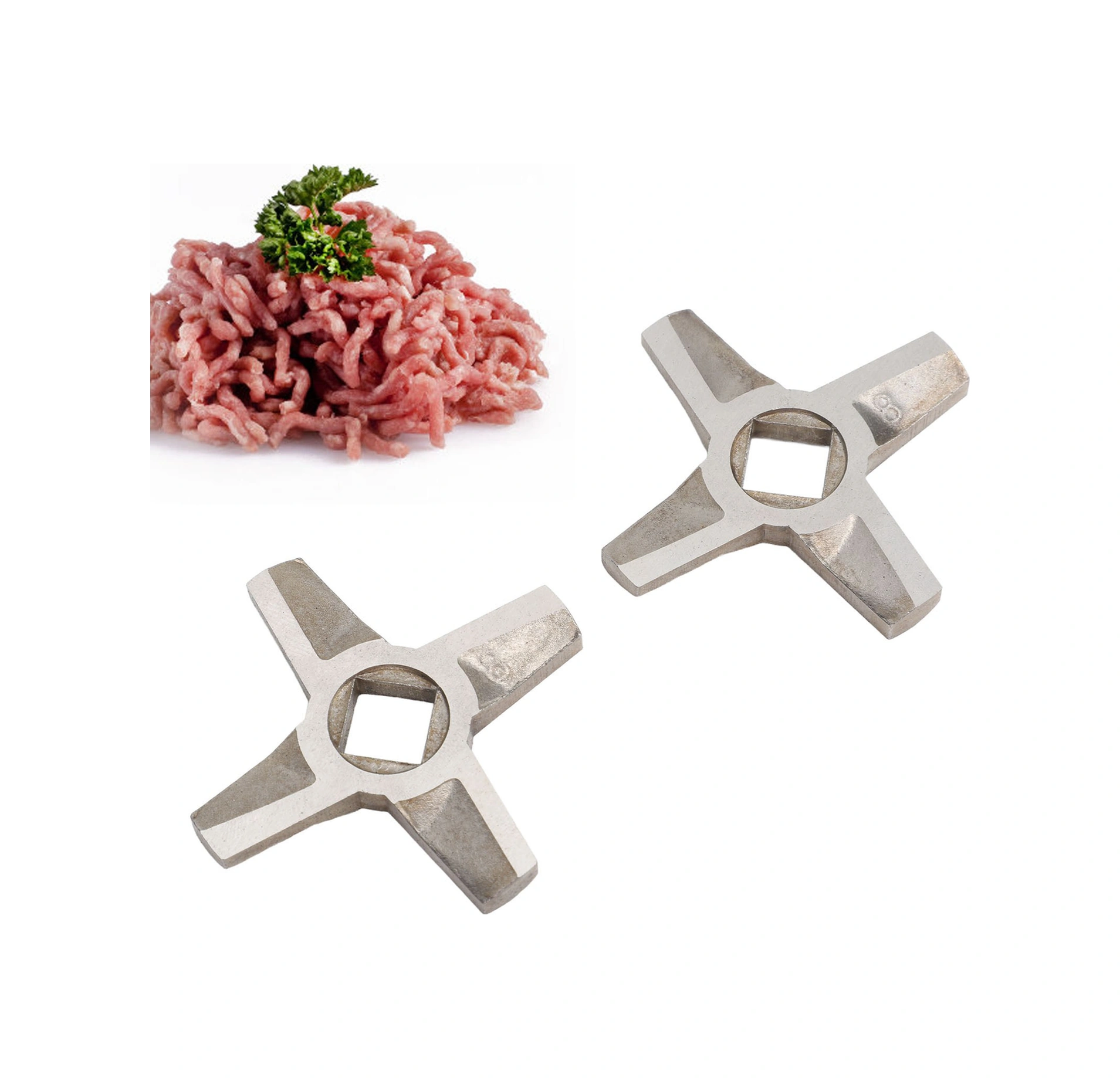 Geeroyoo Stainless Steel Et Mincerı Bıçakları - 2 Adet, 5.5x5.5cm, Çok Marka Uyumlu, Hızlı Kesim, Kolay Temizleme, Dayanıklı Aksesuar Diğer