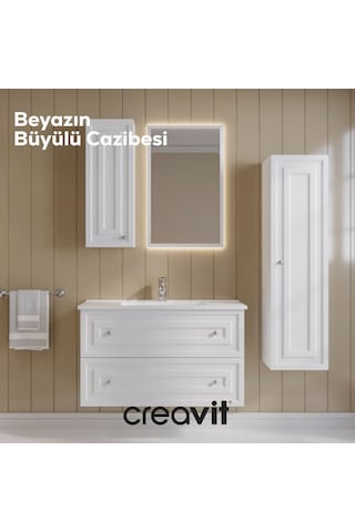 Creavit Kayra Mat Beyaz Lavabo Dolabı Çekmeceli 100cm Mat Beyaz