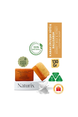 Naturix Doğal Kabak Lifli Eşek Sütü & Ballı Katı Sabun 130 G