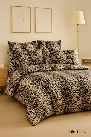 Çift Kişilik Pamuklu Nevresim Takımı Wild Leopard Renkli