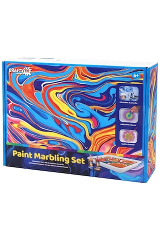 Crafty Co. Profesyonel Su Üzerine Boyama Ebru Sanatı Seti - Dıy Marbling Paint Başlangıç Kiti 12 Renk + Malzemeler Çok Renkli
