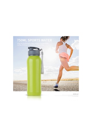 Hangfox 750ml Yeşil Paslanmaz Çelik Spor Su Bardağı, Pipetli Açık, Sızıntısız Kapak Ve Nilon Askı İle Taşınabilir, Dış Etkinlikler İçin Ideal Çok Renkli