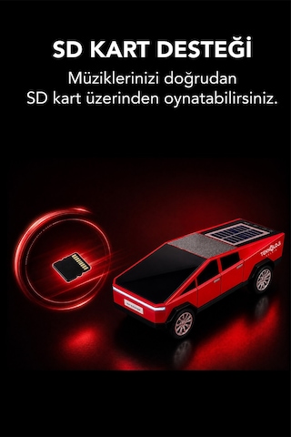 Ws-699 Cybertruck Model Bluetooth Hoparlör Tws Stereo Güneş Enerjili Şarj Usb / Tf Kart / Aux / Fm Radyo