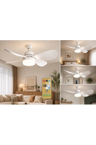 Kumandalı Tavan Vantilatörü 40w E27 Duylu Led Işıklı Sessiz Tavan Fanı 3 Kademeli Ayarlanabilir Hız