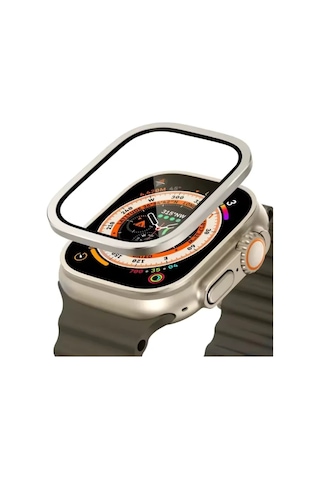 Wearfitpro Apple Uyumlu Watch Ekran Koruyucu 49mm Ultra 2-3 Temperli Akıllı Saat Camı Çizilmez Çelik Çerçeveli