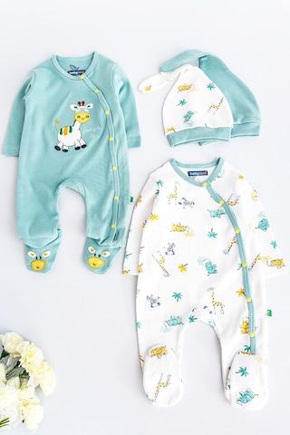 Babymod Zürafa Figürlü Uzun Kollu İkili Bebek Tulum 001