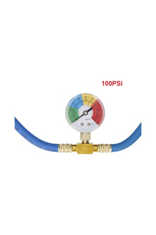 Kosona Otomotiv Klima Soğutucu Basınç Ölçer, Güvenlik Valfli Metal+gümüş Hortum, Soğutucu Dolum Testi, 0-250psı Aralığı
