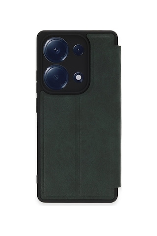 Xiaomi Redmi Note 13 Pro 4g Kılıf Kapaklı Standlı Cüzdan Flip Cover - Koyu Yeşil