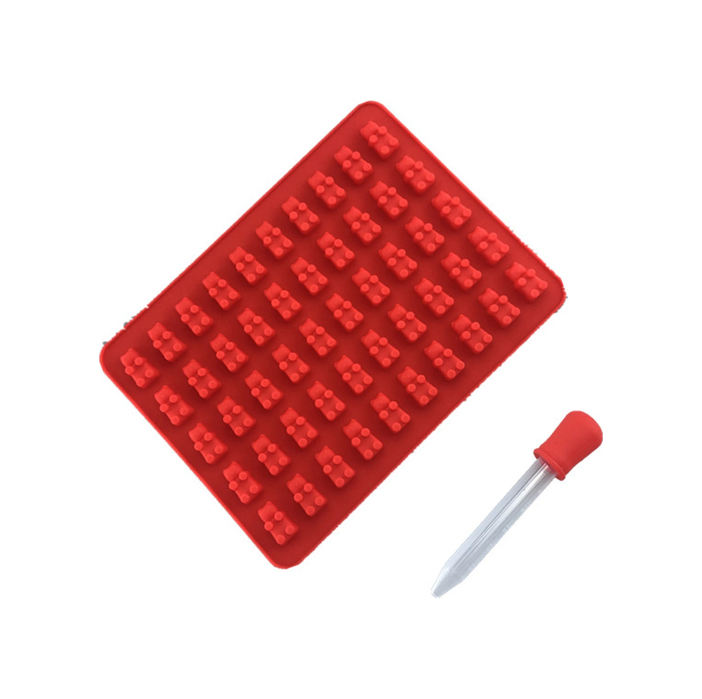 Lemestar Yeşil 50'li Ayı Şekilli Silikon Kalıp Seti: Jeleler Ve Buzluklar İçin 1 Kalıp + 1 Damlatici - Ev Kullanıma Kolay Ve Dayanıklı Çok Renkli