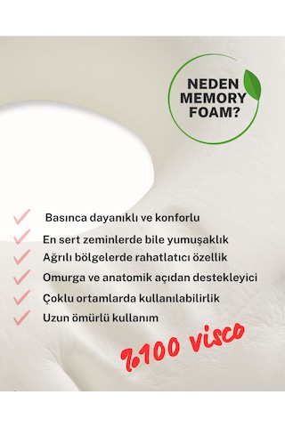 Simple The Pillow Ortopedik Mini Yastık Memory Foam Hafızalı Yastık Boyun Yastığı Seyahat Yastığı Bebek Araba Yastığı Bej - Beyaz