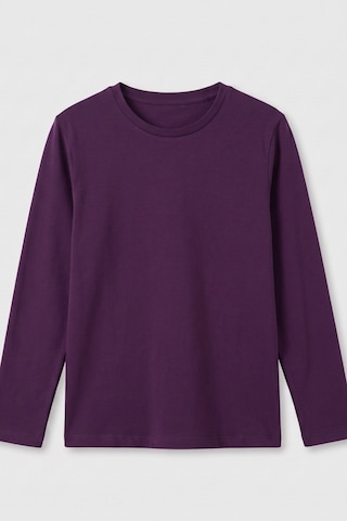 Kiagu Erkek Çocuk Uzun Kollu Basic Düz Tişört %100 Pamuk Bisiklet Yaka T-shirt 2-13 Yaş Mor