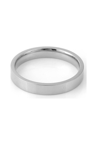 4mm Parlak Düz Model Unisex Kadın Erkek Çelik Alyans Yüzük Cl36 Beyaz