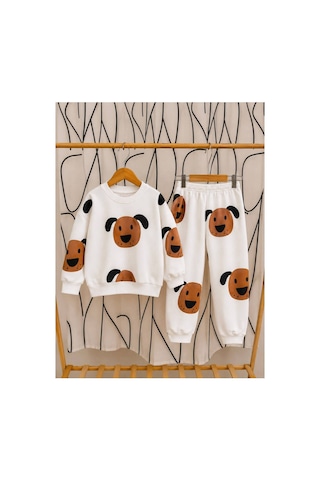 Luccokids Köpekli Cocuk Takım Beyaz Beyaz
