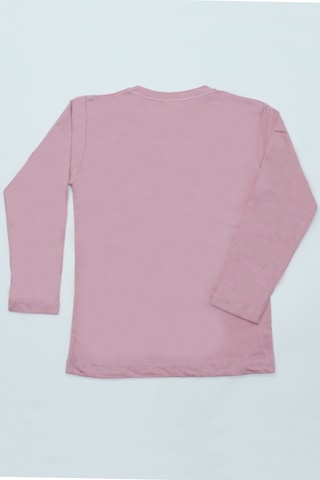 Hçm Kız Çocuk Uzun Kollu Tshirt Pullu Harf Baskılı Bisiklet Yaka E9 Pudra