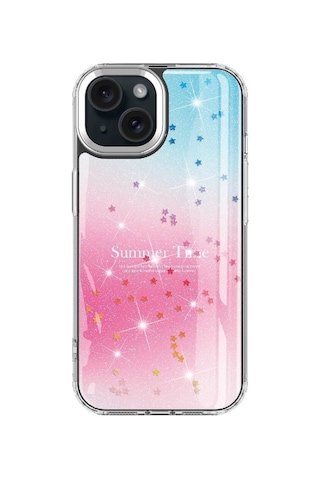 Apple Uyumlu iPhone 15 Plus Kılıf Simli Desenli Parlak Zore Task Kapak