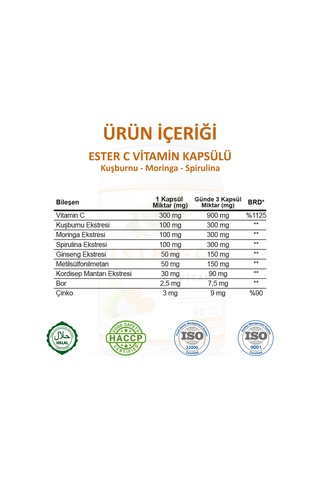 Gökçek Şifa Ester C (Ester C Vitamin Capsule) 60 Kapsül