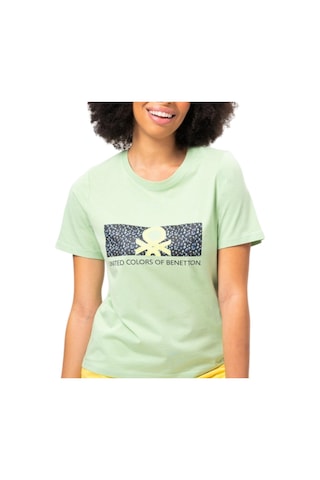 United Colors Of Benetton Baskılı Kadın Tshirt Bnt-w20392 Yeşil