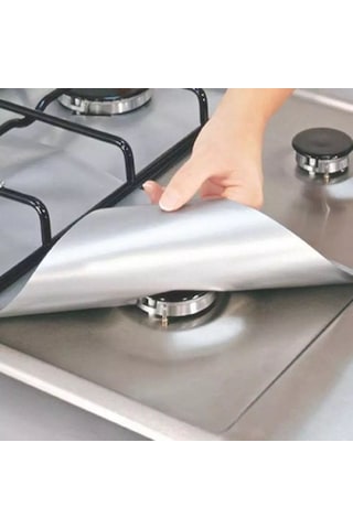 Ocak Koruyucu Siyah Folyo Kirlenme Önleyen Yanmaz Yapışmaz 4'Lü