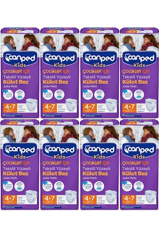 Canped Kids Çoçuklar İçin Külot Bez Tekstil Yüzeyli 4-7 Yaş 8 x 9'lu