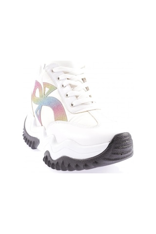 Dgn Z2 23y Kadin Mega Kalin Taban Simli Sneakers Ayakkabi Z2-1720-R0198 Beyaz