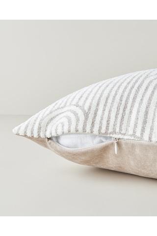 English Home Deluxe Jakarlı Dekoratif Kırlent 35x55 Cm Krem Krem