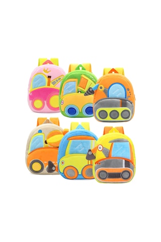 Xindoker 2-4 Yaş Bebekler İçin Mühendislik Araçları Desenli Kumaş Çift Askılı Sırt Çantası - Yıkama Makinesi Modeli Çok Renkli