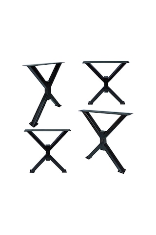 2 Adt Metal X Çapraz Ayak Ahşap Kütük Masif Orta Sehpa Ayağı 45Cm