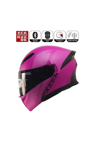 Fr-965 Line Women Motosiklet Kaskı Kadın Çene Açılır Güneş Vizörlü Motorcu Kask Pembe